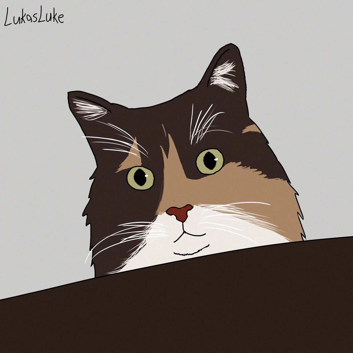 Siberian cat digital drawing.