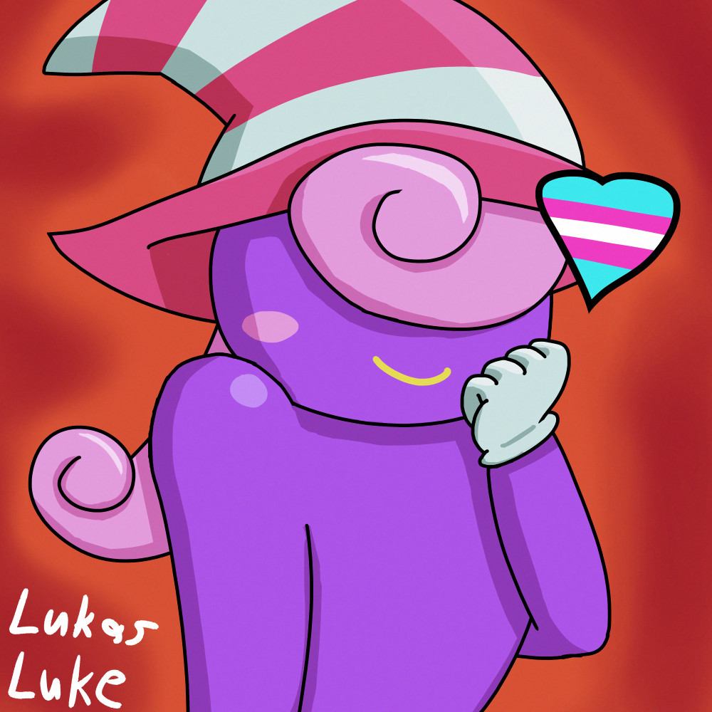 Vivian from Paper Mario with a Transgender striped heart.
